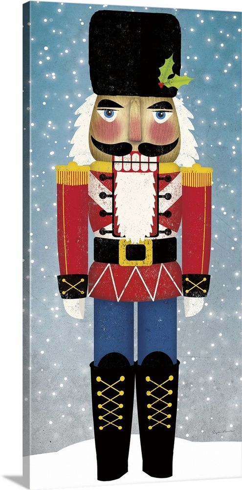 a nutcracker is standing in the snow