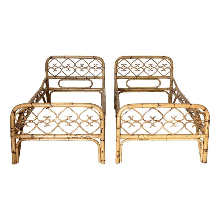 pair of bamboo and rattan twin beds, late 20th century - early 20th century