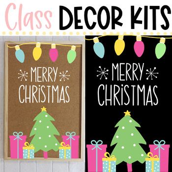 two christmas cards with the words class decor kits