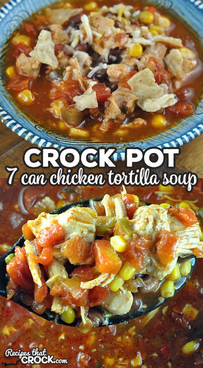 crock pot chicken tortilla soup in a blue bowl