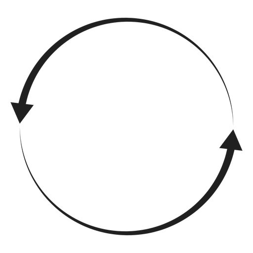 a circle with three arrows pointing in the same direction, and one arrow pointing to the left