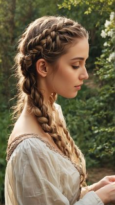 Slavic Braids, Elf Braids, French Braid Crown, Brunette Braids, Braid Crown Tutorial, Braid Crown, Renn Faire, Braided Crown, Braided Crown Hairstyles