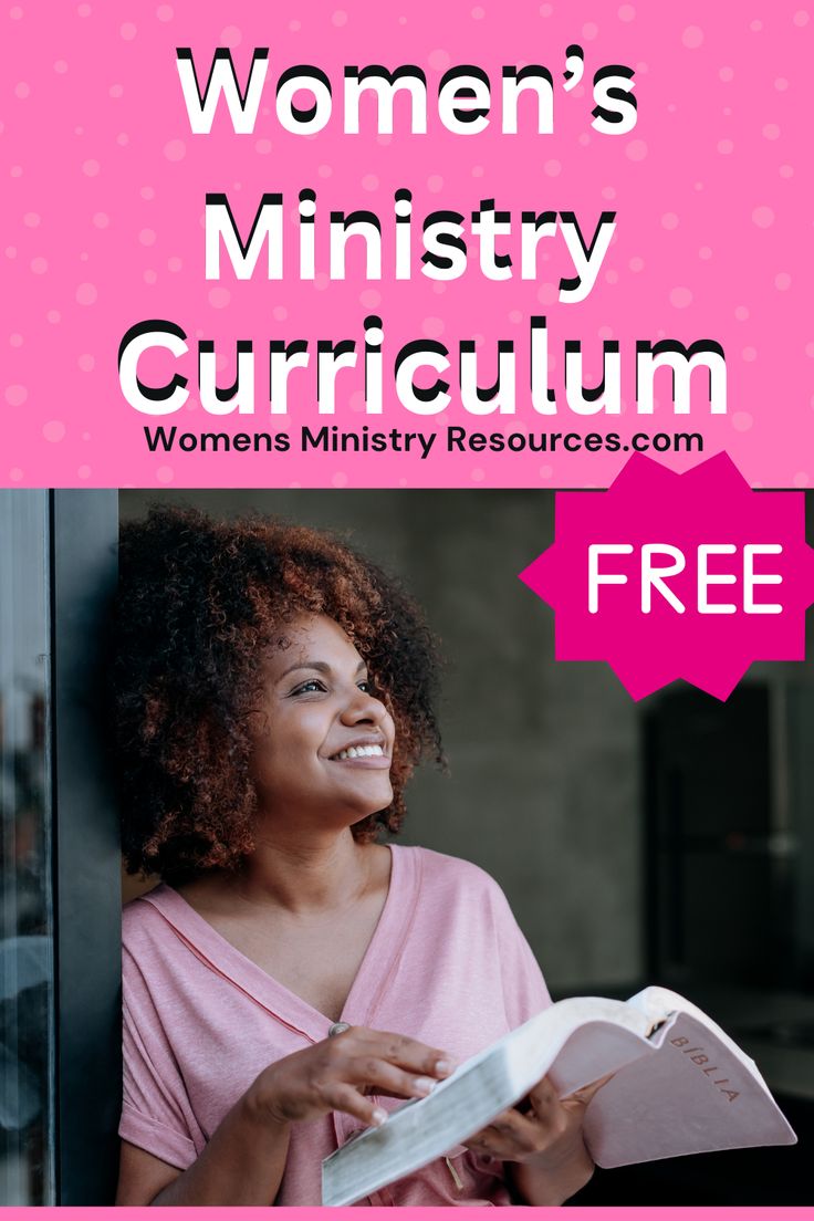 a woman smiling and holding a book with the words women's ministry church on it