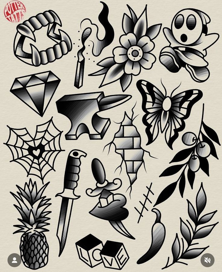 an assortment of tattoo designs and symbols on a white background with the words, tattoos written in