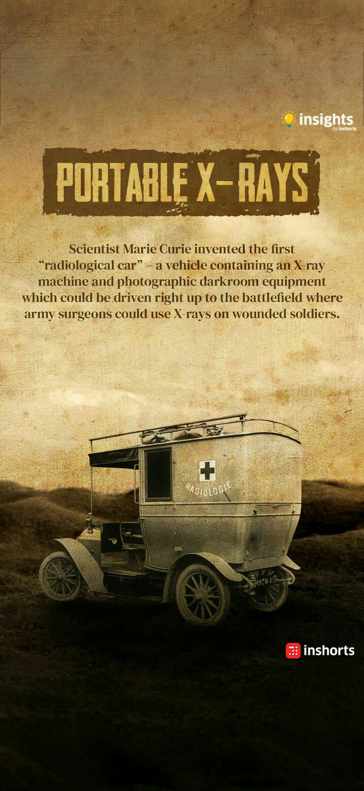 an old truck with the words portable x - rays on it