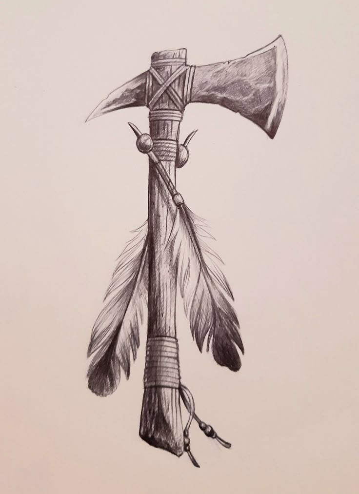 Men's Leg Tattoo Ideas, Iroquois Tattoo Symbols, Tomahawk Drawing Native American, Internal Battle Tattoo, Indian Tomahawk Tattoo, Old Country Tattoos, Indian Spear Tattoo, Native American Tattoo Designs Men, Native American Tomahawk Tattoo