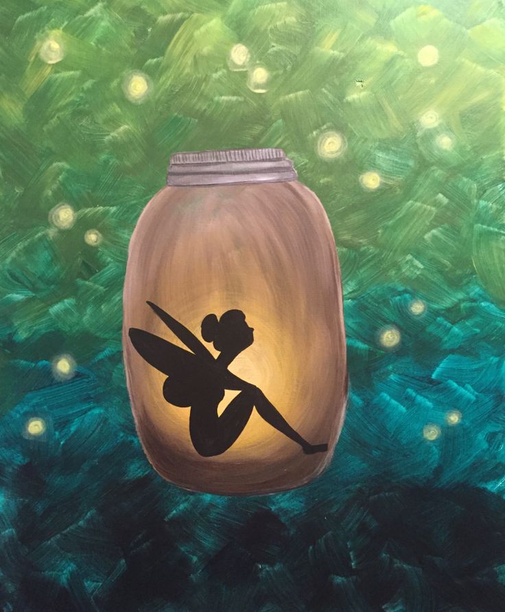 an image of a jar with a fairy silhouette on it and the words, i love you