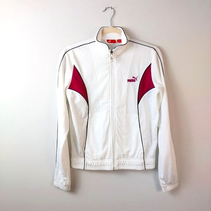 Puma Agile Zip-Up Track Jacket. White With Fuchsia And Black Detailing. Size Xs. Measurements: Armpit To Armpit 18 1/2", Length 22" (Measured With Item In Laid Flat And Is Approximate). Tag Says Relaxed Fit. Nwt, With Very Slight Spot Near Bottom Which Will Probably Come Out In The Wash (Shown). See Photos For Details. Highly Rated Seller. Typically Next Day Shipping. Offers Welcome. White Long Sleeve Sports Track Jacket, White Track Jacket For Outdoor, White Fitted Track Jacket For Sports, Fitted White Track Jacket For Sports, White Sporty Long Sleeve Track Jacket, Sporty White Track Jacket With Long Sleeves, Fitted White Track Jacket, White Long Sleeve Sporty Track Jacket, Casual Fitted White Track Jacket