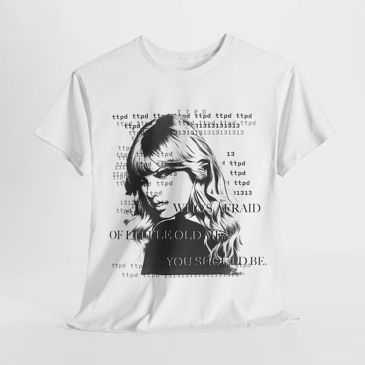 a white t - shirt with an image of a woman's face on it