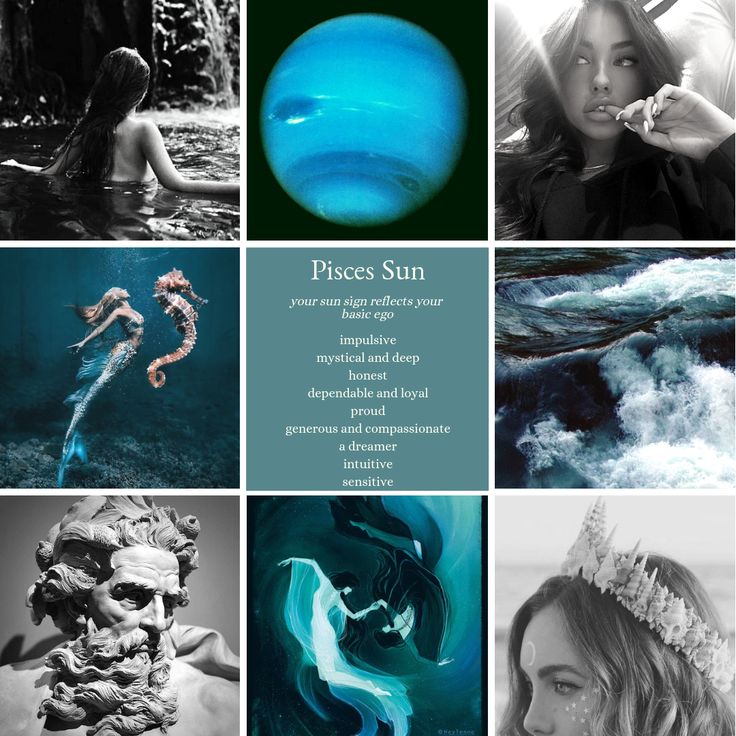 a collage of photos with the words peace sun above them and below it is an image of a mermaid