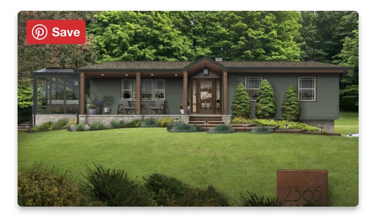 this is an artist's rendering of a modern house in the country side yard