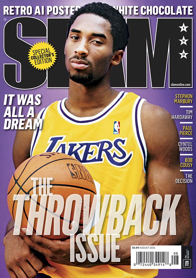 the front cover of slam magazine with a man holding a basketball in his right hand