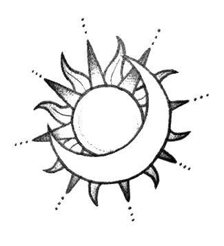 a drawing of the sun and moon