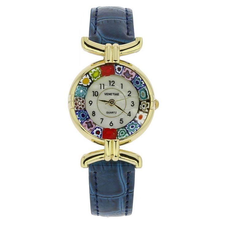 100% Authentic Murano Glass CONTACT ADD US FEEDBACK ABOUT US OUR STORE Best Seller Great Service Fast Shipping 24h  100% Satisfaction Guarantee Murano Glass Millefiori Watch with Leather Band - Blue Multicolor   US $149.95  US $74.95   BUY › Watch Item ‹ › Ask a Question ‹   AUTHENTIC MURANO: Genuine Italian Murano Glass hand-made in Venice, Italy. UNIQUE: Each piece is crafted entirely by hand using ancient glass-making techniques. No two pieces are exactly the same. MEASUREMENTS: Face Diameter Approximately 7/8". ITALIAN CRAFTSMANSHIP: Made in one of the oldest workshops on Murano Island in Venice, Italy by masters whose lineage in glass craftsmanship goes centuries back. Certificate of Authenticity included. BEAUTIFUL PRESENTATION: This Murano Glass accessory and every item in our Muran Venetian Art, Buy Watch, Murano Glass Jewelry, Bangle Watches, Women Watches, Jewelry Lookbook, Velvet Pouch, Jewelry Inspo, Dream Jewelry