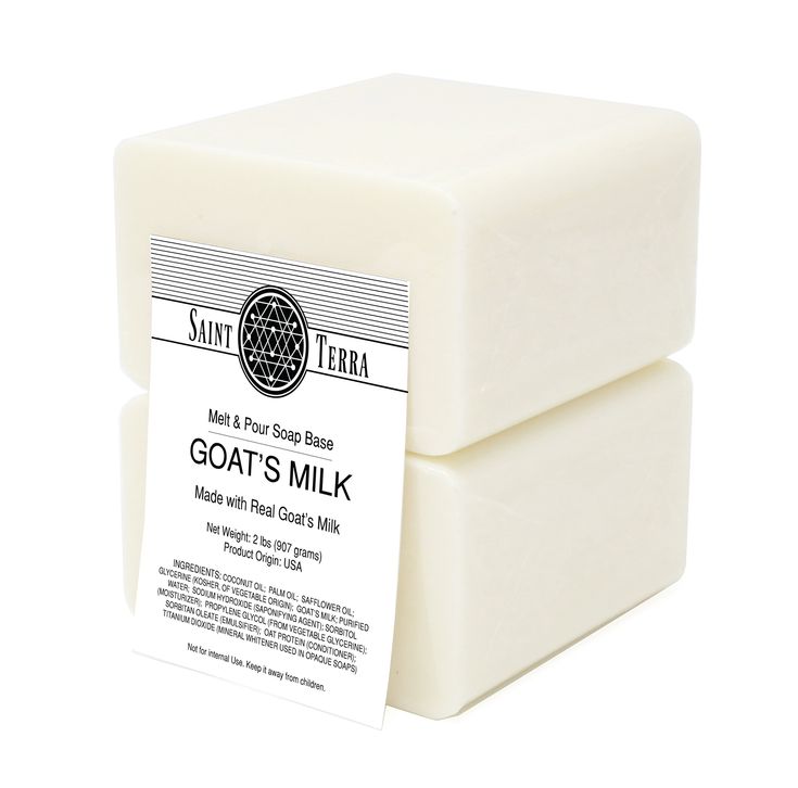 goat's milk bar soap in two cubes with label on the front and back