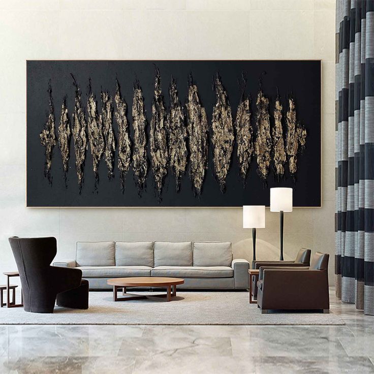 Large Black and Gold Abstract Art Minimalist Wall Art Art Deco Paintings, Large Abstract Wall Art, Home Decor Christmas Gifts, Modern Oil Painting, Abstract Oil Painting, Large Abstract Painting, Hand Painted Artwork, Handmade Modern, Textured Wall Art