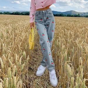 Shop - Women's on Storenvy Floral Jeans 2022, Cheap Casual Bottoms With Floral Embroidery, Cheap Casual Jeans With Floral Embroidery, Cute High Waist Pants For Spring, Trendy Embroidered Cotton Pants, Cute Straight Leg Cotton Bottoms, Cute Cotton Straight Leg Bottoms, High Waist Embroidered Denim Blue Bottoms, Spring Embroidered Denim Blue Pants