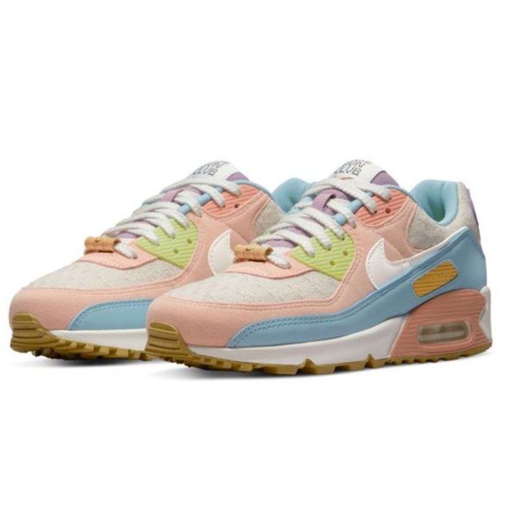 Nike Air Max 90 Se 'Sun Club - Multi Color' Dj9997-100 Leather Sneakers Shoes Are Brand New And Have Never Been Worn. Shoes Do Not Come With Their Original Box. Colorful Sneakers Women, Nike Air Max 90 Se, Air Max 90 Women, Golf Shoes Mens, Nike Air Max For Women, Air Max Women, New Nike Air, Swag Shoes, Nike Air Max 270