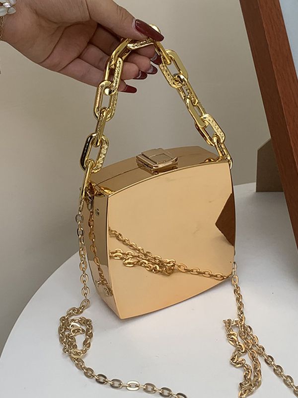 Original Creation Chains Solid Color Bags Accessories GOLD-One_size Designer Clutch Bags, Designer Clutch, Gold Bag, Gold Handbags, Shoulder Chain, Bag Trends, Silver Accessories, Evening Clutch Bag, Mini Purse