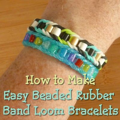 a close up of a person's arm with bracelets on it and the words how to make easy beaded rubber band loom bracelets