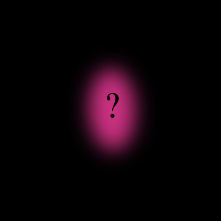 a black background with a pink light and a question mark in the center that appears to be red