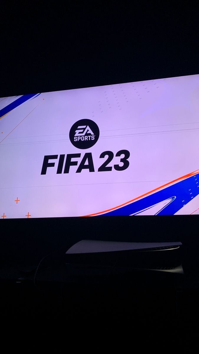 an electronic screen displaying the logo for the soccer team's upcoming game, football 23