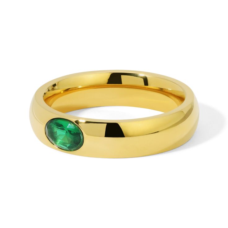 A sweet addition to your ring collection. Smooth Bezel Ring Jewelry, Smooth Bezel Ring, Polished Round Band Jewelry For Promise Ring, Polished Finish Round Band Jewelry For Promise Ring, Polished Round Band Promise Ring Jewelry, Classic Enamel Ring As Gift, Classic Enamel Ring Gift, Gold Birthstone Ring With Smooth Bezel For Promise, Stackable Round Enamel Ring For Anniversary