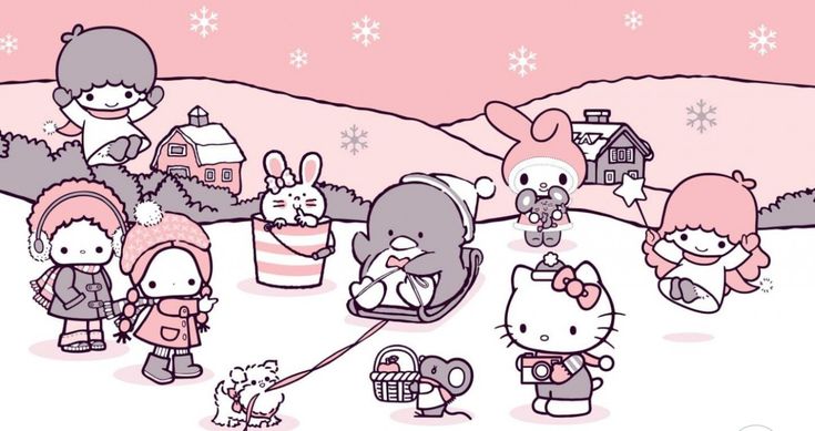 hello kitty and her friends in the snow