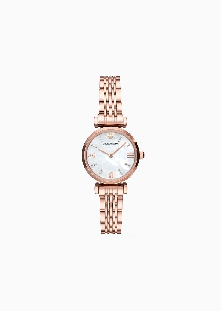 Shop EMPORIO ARMANI Two-Hand Rose Gold-Tone Stainless Steel Watch for Woman at the official store and browse the Steel Strap Watches collection. Hand Rose, Watches Collection, Armani Collection, Emporio Armani Women, Leather Outerwear, Belt Accessories, Optical Frames, Mens Spring, Steel Watch