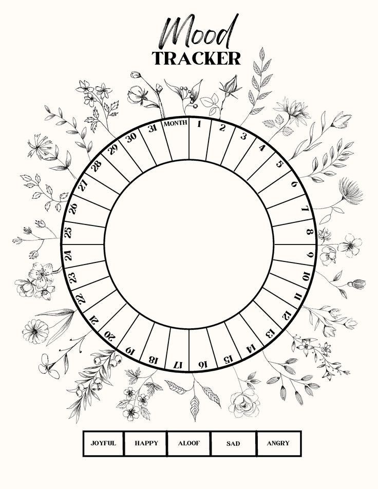 a black and white photo with the words mood tracker on it, surrounded by flowers