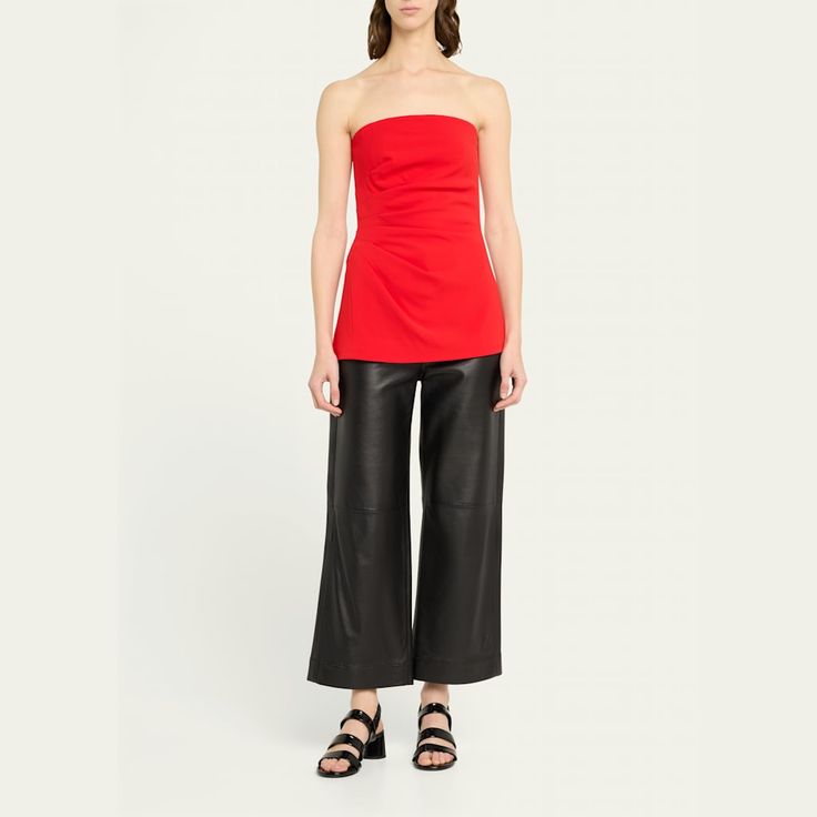 Proenza Schouler matte crepe top with side pleats Strapless neckline Sleeveless Nip a waist Slim fit Side zip Triacetate/polyester Dry clean Imported Evening Flats, Cocktail Jacket, Crepe Top, Strapless Neckline, Platform Pumps, Lingerie Sleepwear, Proenza Schouler, Bergdorf Goodman, Designer Collection