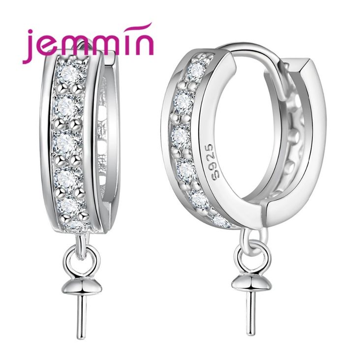 Jemmin Fine Top Quality S925 Steling Silver Hoop Earrings DIY Jewelry Finding Wire Settings Base Settings With Rhinestone Hoop Earrings Diy, Hoop Jewelry, Silver Crystal Earrings, Female Earrings, Diy Jewelry Findings, Women Earrings, Women Diy, Earrings Hoop, Silver Crystal