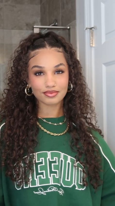 Tailgate Hairstyles Curly, Eid Hairstyles Curly Hair, Curly Hair Styles For 4th Of July, Curly Hairstyles With Extensions, Cute Simple Hairstyles Curly Hair, Curly Hair Styles For Concert, Hair Styles For Long Curly Hair Girl, Event Curly Hairstyles, Quinceanera Hairstyles Guest