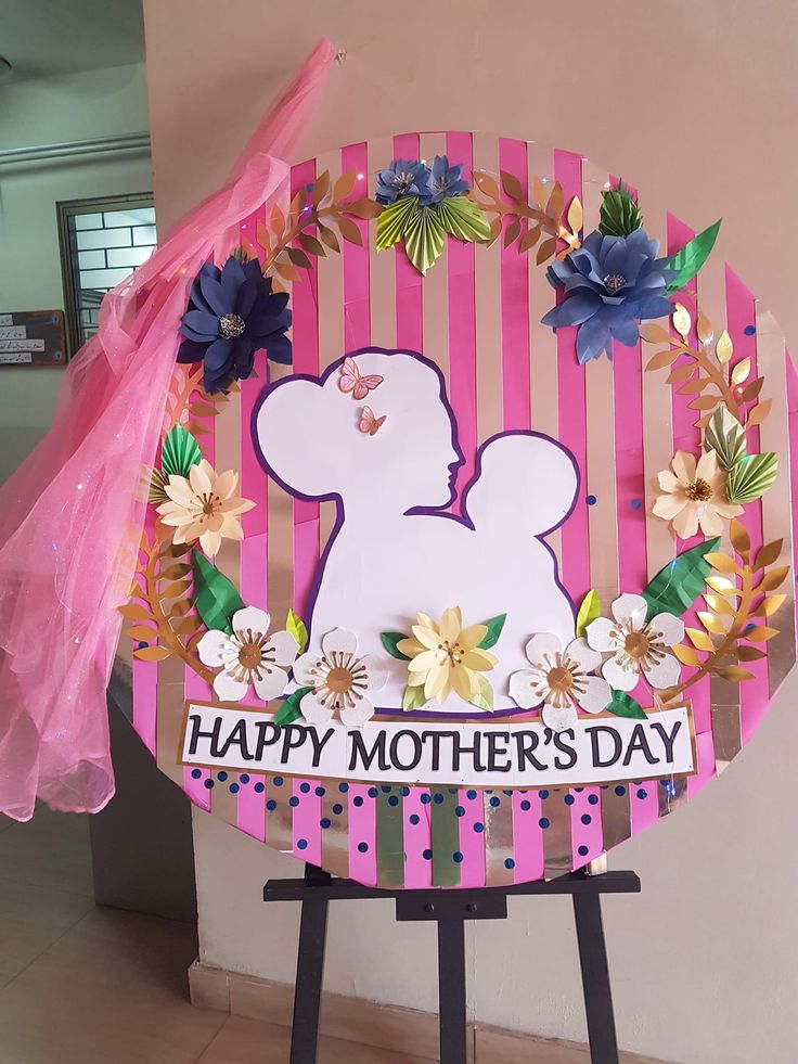 a mother's day sign with flowers on it