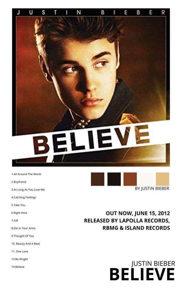 an advertisement for the upcoming release of justin bieberr's album, believe