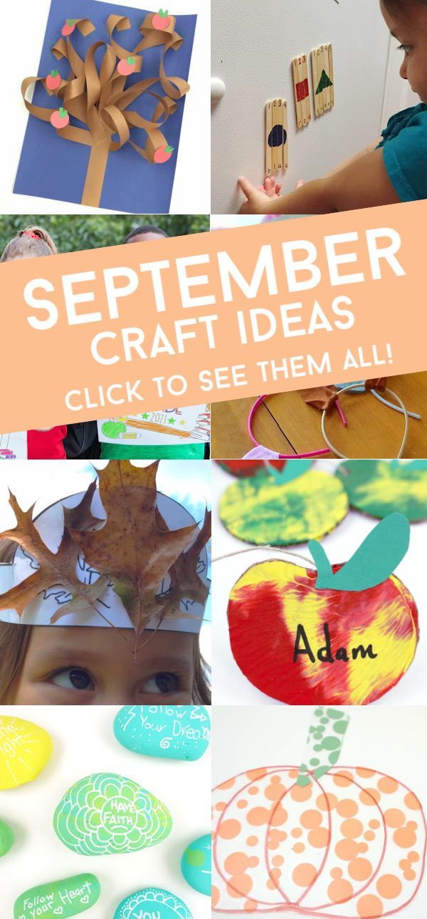 a collage of crafts and activities for kids to do with paper plates, leaves, apples