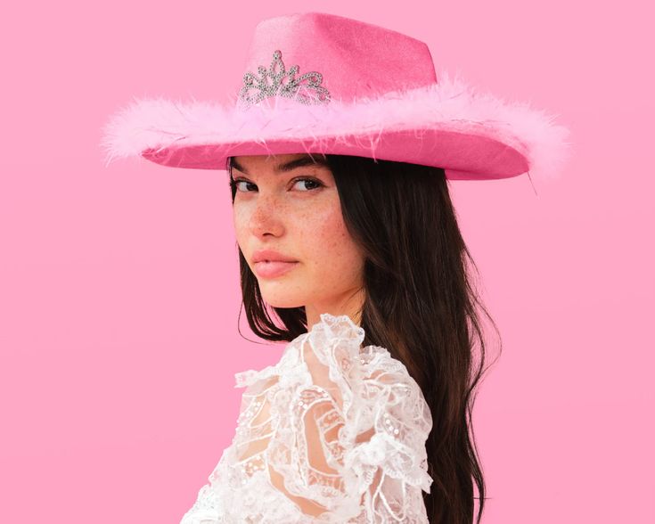 Pink Cowgirl Hat Bachelorette Party Pink Velvet Fur Veil - Etsy Pink Cowgirl Hats, Bachelorette Party Pink, Pink Cowgirl Hat, Pink Bachelorette Party, Last Rodeo, Rodeo Birthday, Bridesmaid Favors, Rodeo Cowgirl, Last Ride