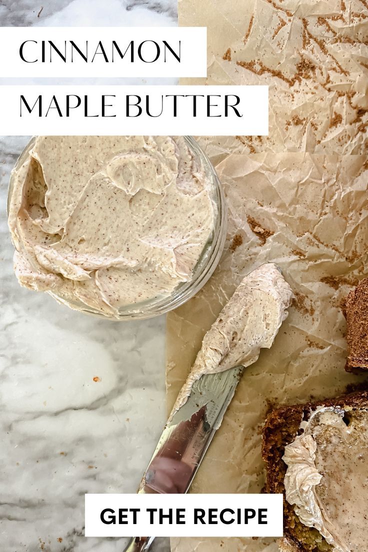 cinnamon maple butter in a glass jar with a knife