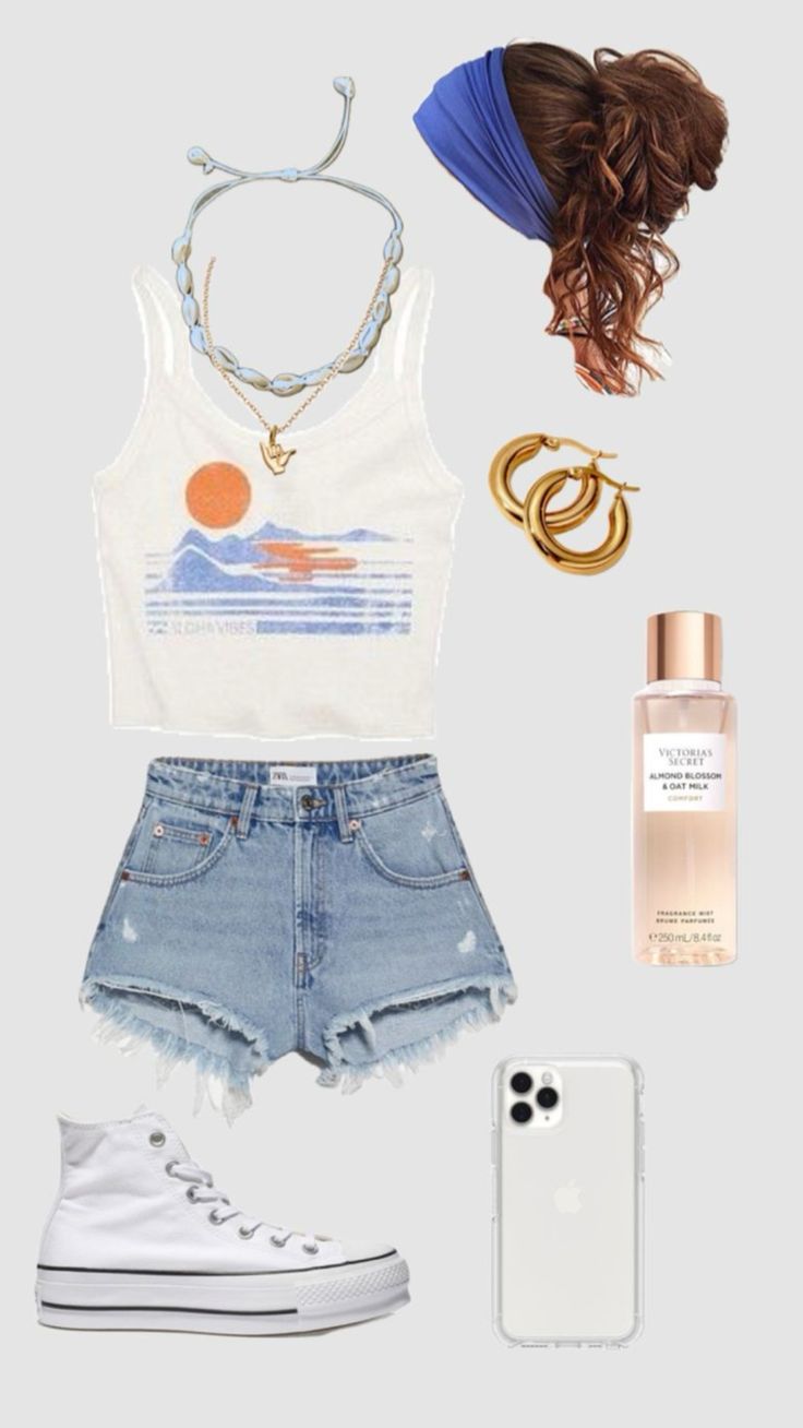 Cute Teenage Summer Outfits, Costal Outfits Casual Summer, Hawaii Outfit Inspo Casual, Lazy Beach Outfits, Cute Costal Outfits, Aesthetic Beach Outfits For Women, Thrifted Beach Outfits, Beach Tropical Outfit, Beach Girl Outfits For School