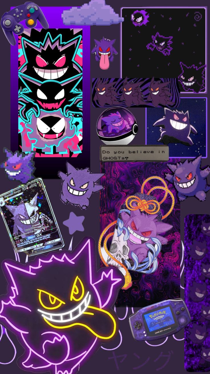 an assortment of stickers and decals on a purple background with black cat design