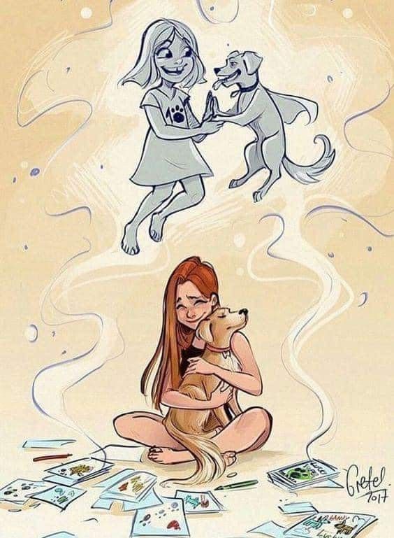 Dog Poems, Dog Quotes Love, Cute Dogs Images, Book Illustration Art, Dog Drawing, Beautiful Drawings, Girl And Dog, Cute Animal Drawings, Illustration Character Design