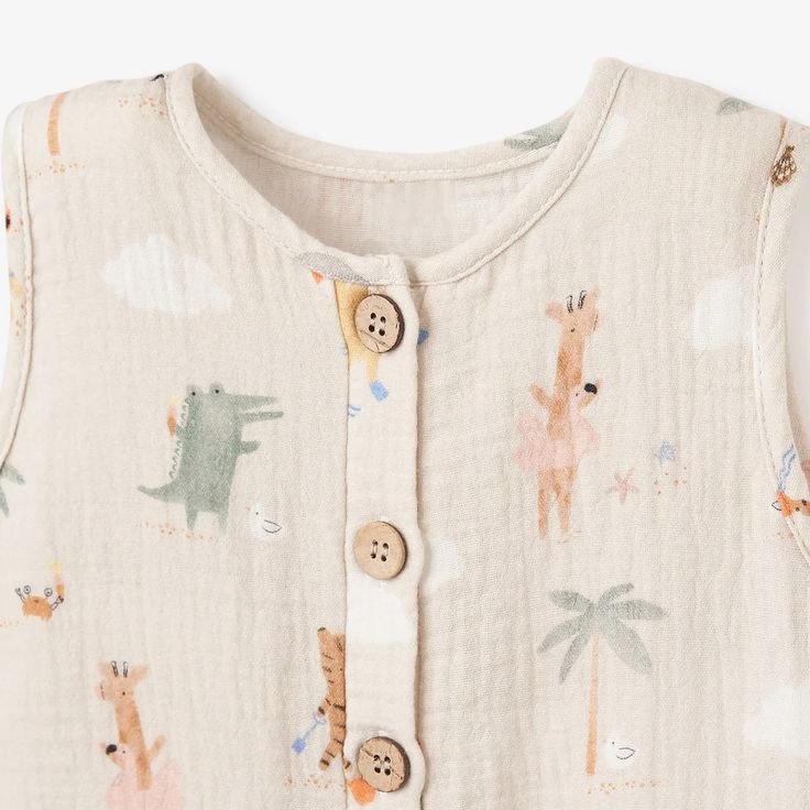 Seaside Safari Organic Muslin Shortall – Elegant Baby Summer White Onesie For Bedtime, White Summer Onesie For Bedtime, White Summer Bedtime Onesie, Playful Summer Onesie For Bedtime, Beige Summer Bubble Romper For Playtime, Summer Beige Bubble Romper For Playtime, Beige Bubble Romper For Summer Playtime, Playful Summer Bedtime Onesie, Playful Summer Bubble Romper For Bedtime