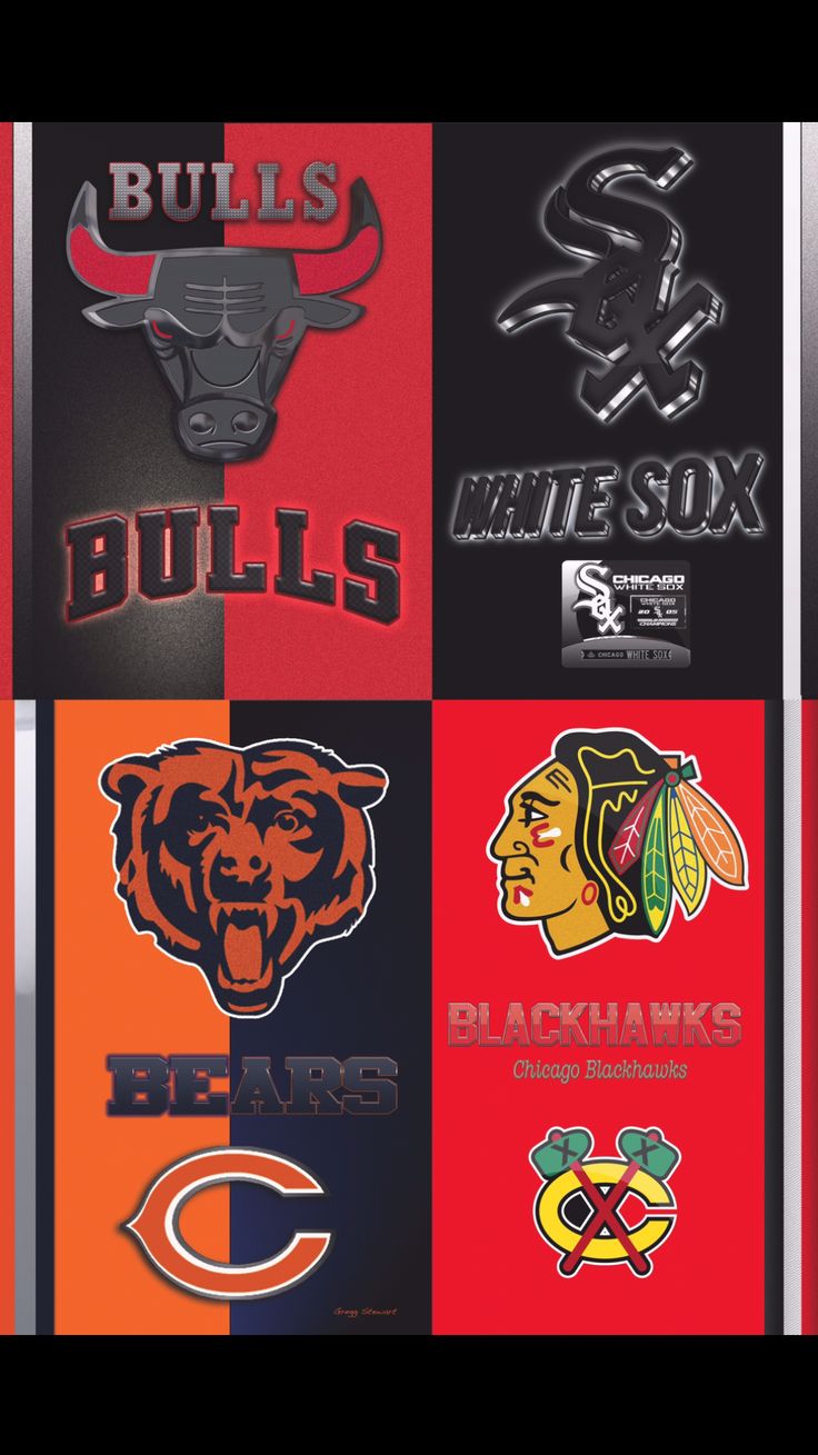 the chicago bears and chicago bulls are depicted in this collage from their official team logos