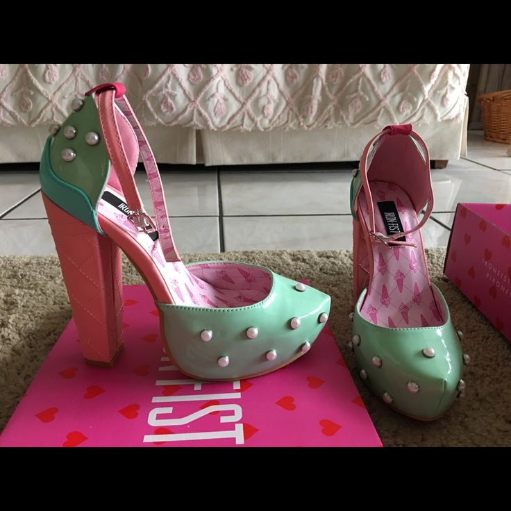 Ice Cream Heels , Super Cute!!! Size 5.5 But They Fit Like Size 7. Cute Pink Party Heels, Cute Pink Platform Heels, Fun Round Toe Party Heels, Fun Party Heels With Round Toe, Fun Round Toe Heels For Party, Ice Cream Shoes, Apparel Aesthetic, Iron Fist Shoes, Cream Heels