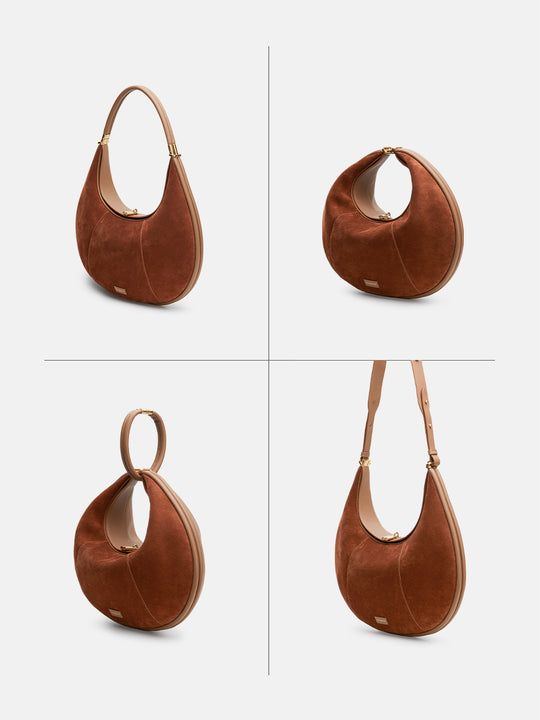 Large Luna Bag | Versatile Elegance for Every Occasion – Songmont Leather Hobo Bag With Round Handle For Shopping, Chic Tote Shoulder Bag With Suede Lining, Modern Suede Hobo Bag With Double Handle, Modern Double Handle Suede Hobo Bag, Chic Double Handle Shoulder Bag With Suede Lining, Modern Shoulder Bag With Suede Lining For Daily Use, Chic Shoulder Bag With Suede Lining And Double Handle, Chic Shoulder Bag With Suede Lining, Modern Daily Use Shoulder Bag With Suede Lining