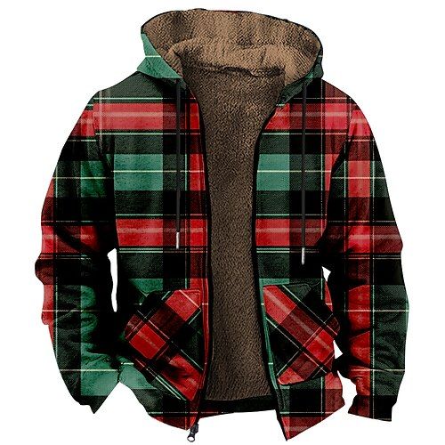 Season:Winter,Fall; Fabric:Polyester; Sleeve Length:Long Sleeve; Look After Me:Machine wash; Gender:Men's; Style:Casual,Daily; Elasticity:Stretchy; Tops Type:Hoodies,Fleece,Sweatshirt,Hoodie; Occasion:Vacation,Streetwear; Age Group:Adults; Fit Type:Tailored Fit; Pattern:Plaid; Design:Drawstring; Neckline:Hooded; Sports Clothing Sub Category:Hoodie,Fleece Hoodie; Listing Date:10/10/2024; Print Type:3D Print Plaid Hooded Jacket For Winter Outdoors, Winter Plaid Hooded Jacket For Outdoor, Winter Outdoor Plaid Hooded Jacket, Plaid Hoodie For Winter Outdoor Activities, Red Winter Sweatshirt With Drawstring Hood, Red Drawstring Hood Sweatshirt For Winter, Plaid Hooded Jacket For Winter, Plaid Long Sleeve Hoodie For Winter, Plaid Fleece Jacket For Winter