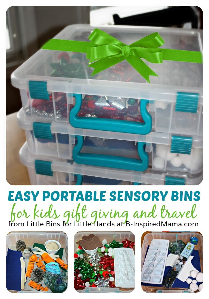 the easy portable sensory bins for kids give giving and travel