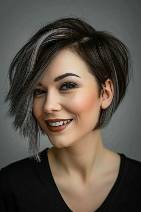 Short Bob Hair Colors, Brown Hair Color Ideas For Short Hair, Chop Bob Hairstyles, Pixie Bob Haircut Short, Undercut Bob Haircut, Bob Undercut, Bob Hair Color, Undercut Bob, Asymmetrical Haircut