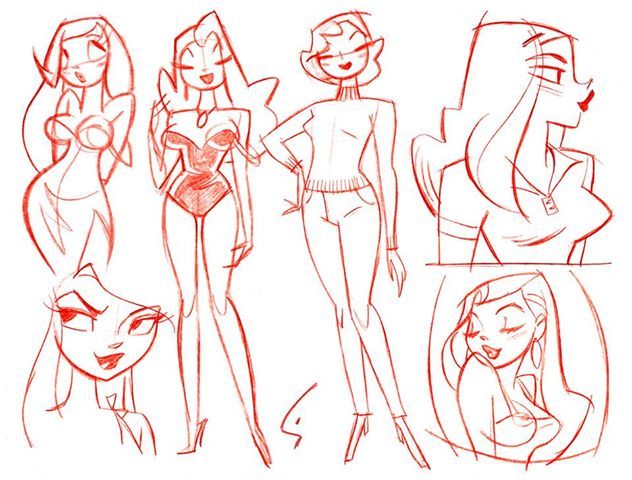 some sketches of different female characters