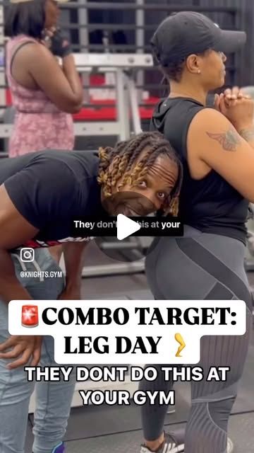 two women standing next to each other in front of a fire truck with the caption,'combo target leg day they don't do this at you gym? '